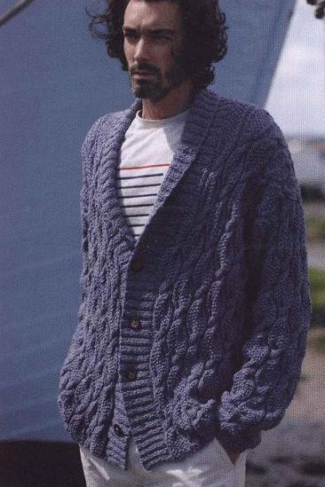 Men's cardigan with collar. Free knitting pattern - Knitting and Crochet