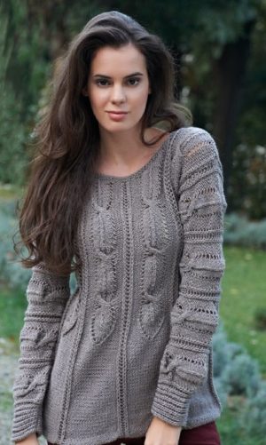 Knitted jumper for women-free knitting pattern