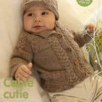 Free knitting pattern-Winter baby jacket and hat with cables