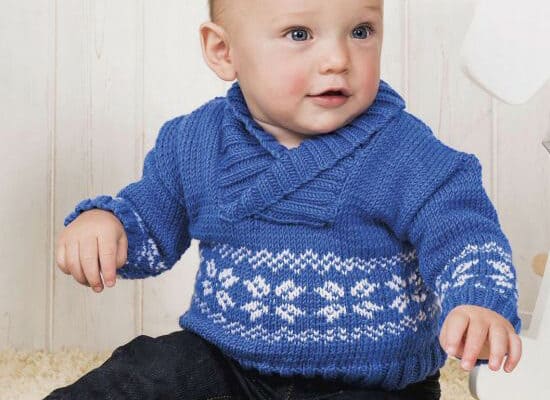 Scandi style jumper with hat for baby-free knitting pattern
