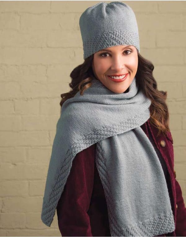 Simply Grey Hat and Scarf -free knit patterns