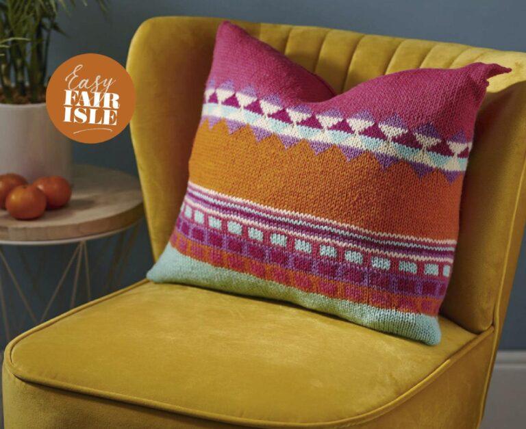 Vibrant vibes-knitted cushion
