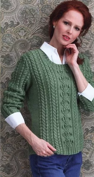 Knitted pullover in aran style. Free knitting pattern. - Knitting and ...